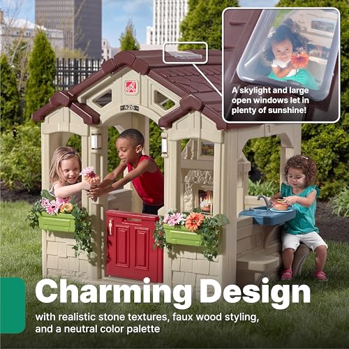 Step2 Charming Cottage Kids Playhouse, Indoor/Outdoor Playset, Interactive Play with Sounds, Made of Durable Plastic, For Toddlers 2+ Years Old