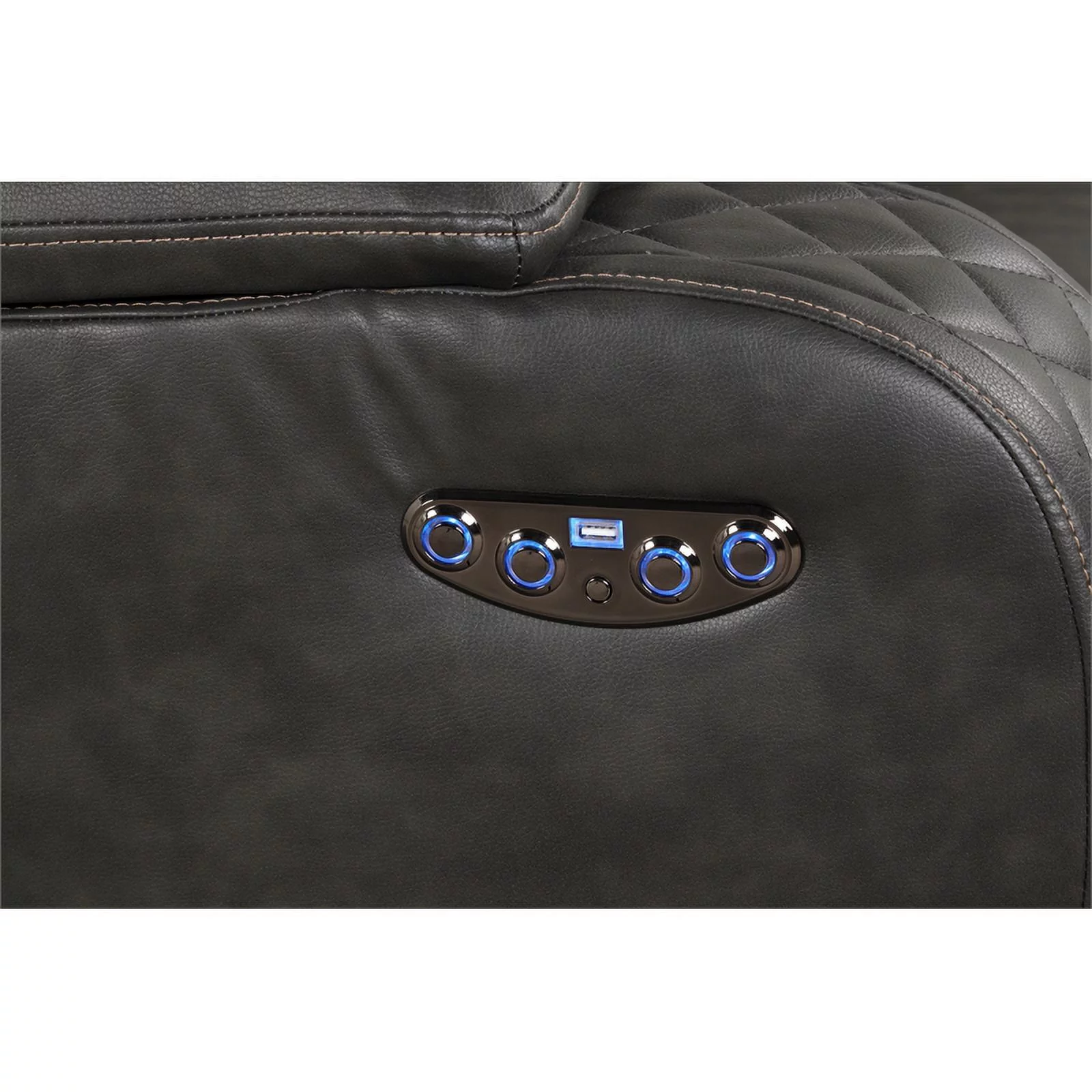 Benz LED & Power Recliner 3 PC Made With Faux Leather in Gray