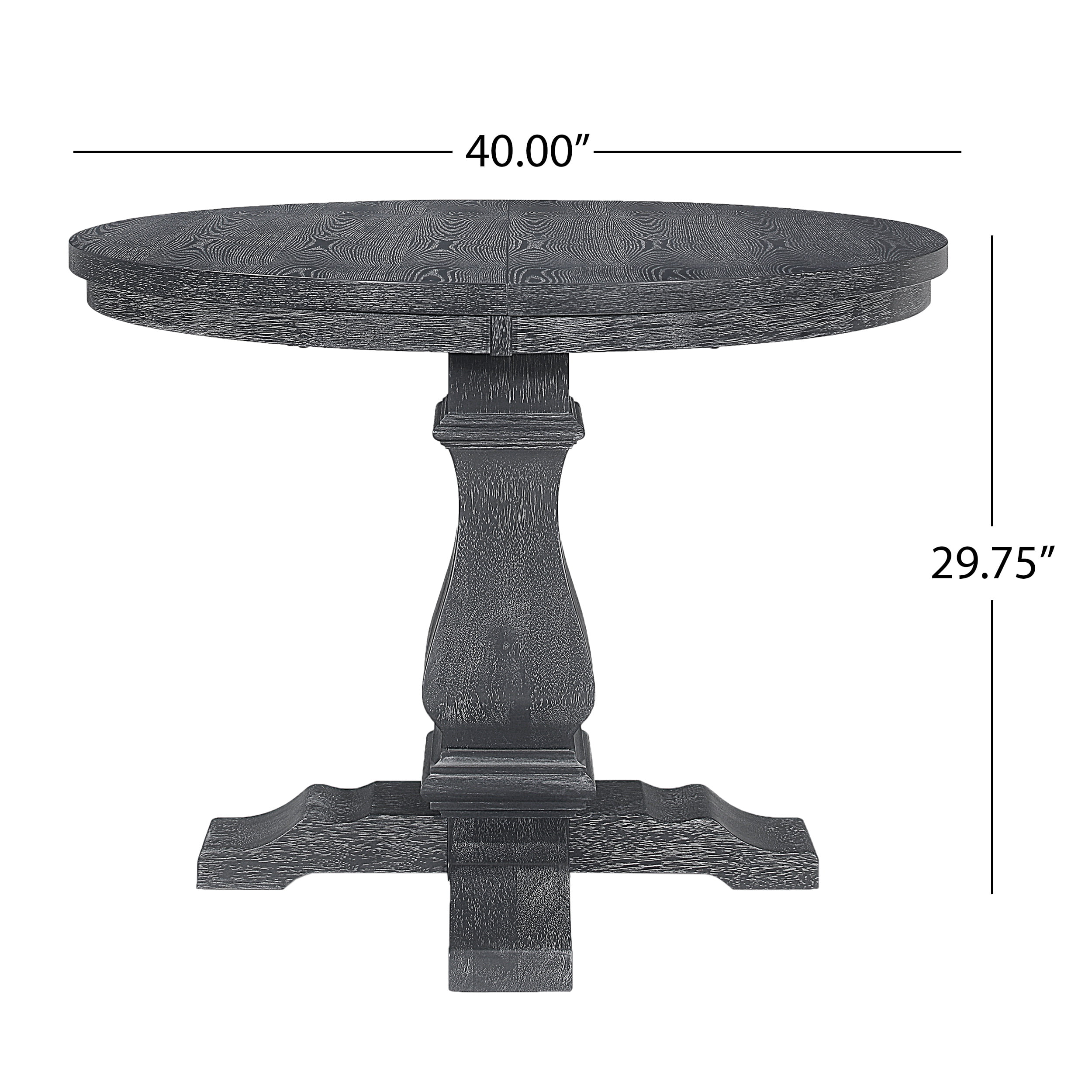 Aisenbrey French Country Wood 5-Piece Expandable Oval Dining Set, Gray and Black