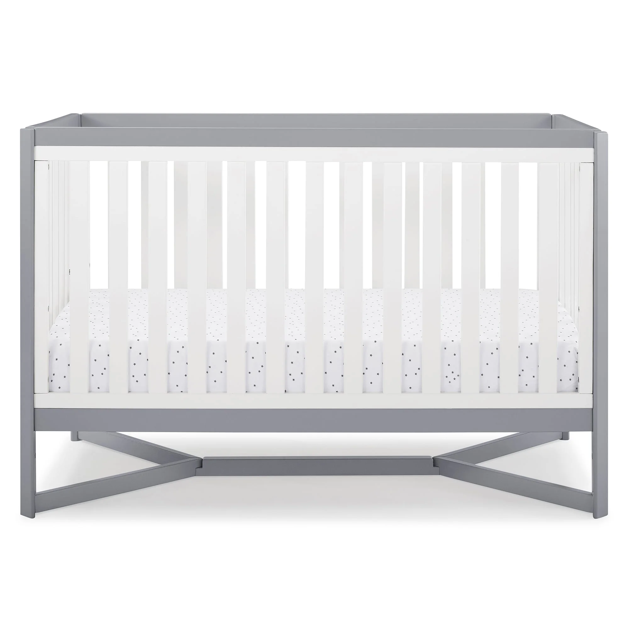 Delta Children Tribeca 4-in-1 Convertible Crib, Greenguard Gold Certified, White/Gray