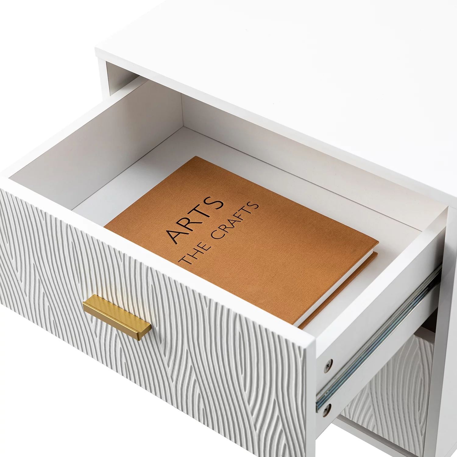 Smart FENDEE Mid Century Nightstand Fluted Night Stand with 2 Drawers,Bedroom,Wooden,Adult,White