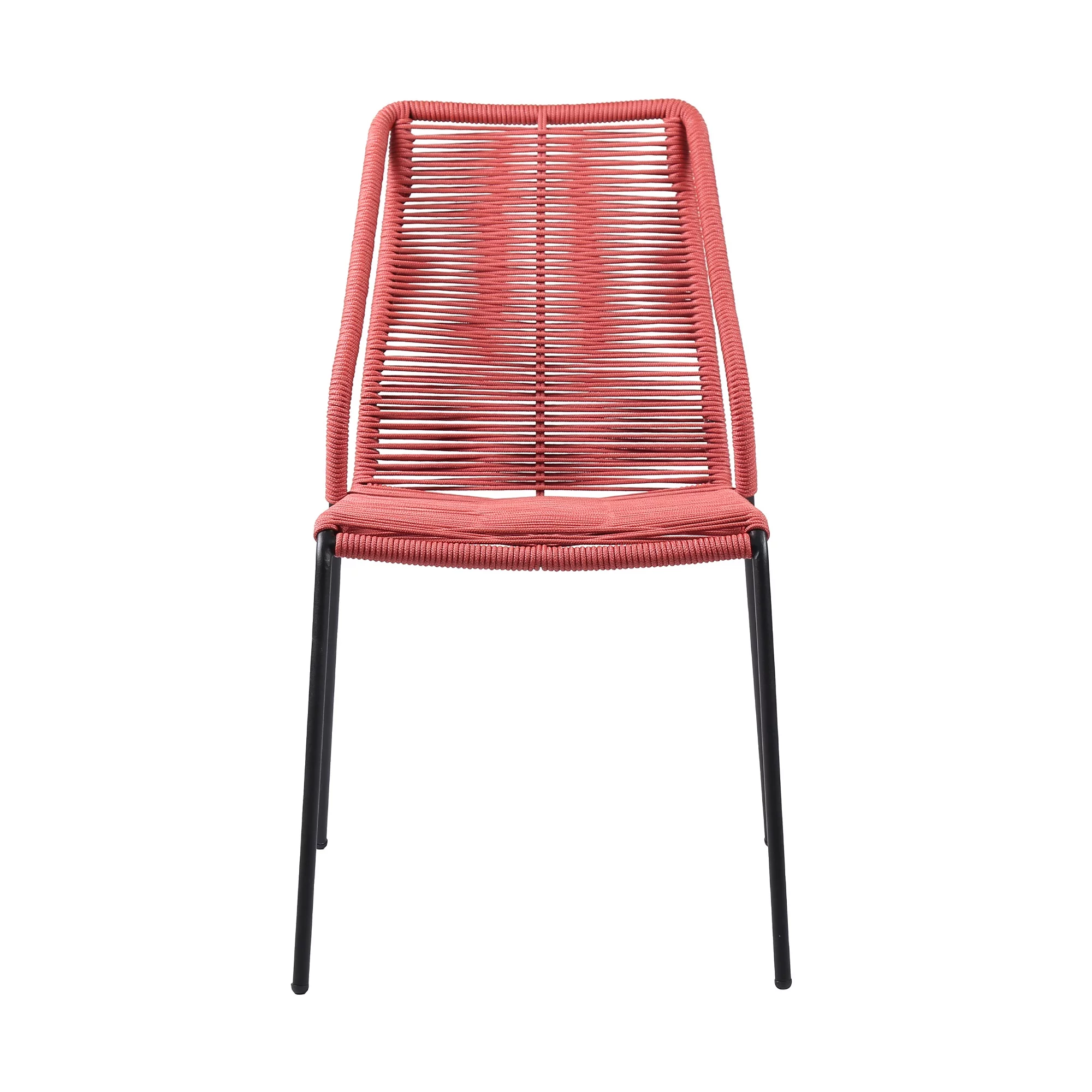 Armen Living Clip Outdoor Dining Chair - Steel - Set of 2 - Stackable - Red