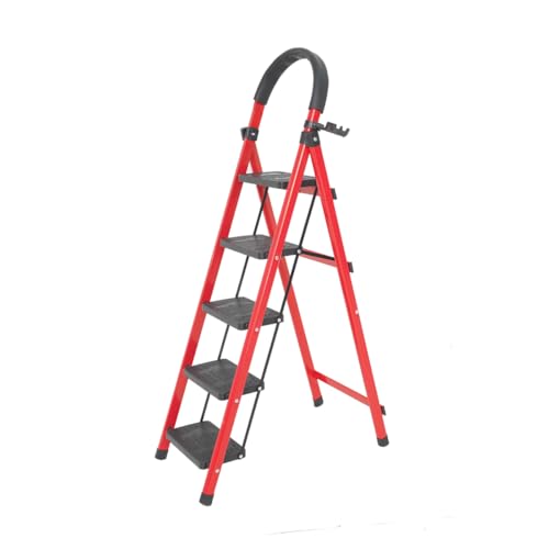 5 Step Folding Ladder, Portable and Compact, Anti-Slip Multi-Use Household Step Ladder for Home, Kitchen, Office, and Garage – Easy Storage, Sturdy, Durable