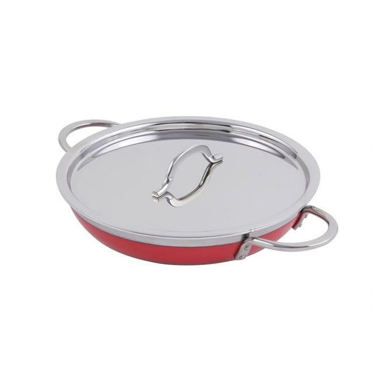 Bon Chef  Classic Country French Collection Saute 3 quart Pan & Skillet with Cover Double Handle - Red - 4 oz