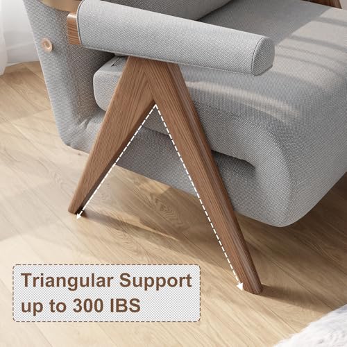 Residential Convertible Sofa Bed Chair,3-in-1 Sofa Sleep Chairs| Adjustable Backrest |Sleeper Chair Pull Out Bed | Living Room/Bedroom/Office | Adults | Beige, White