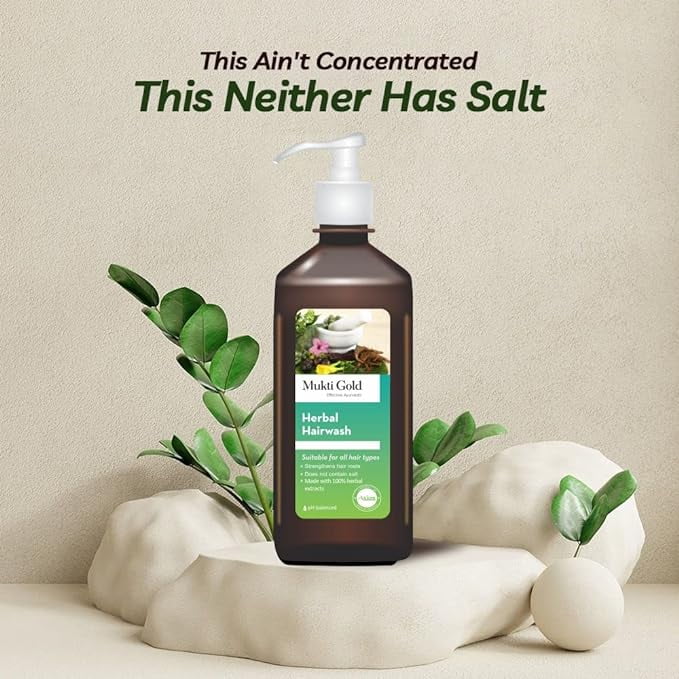 Mukti Gold Combo of Mukti Gold Herbal Hairwash 400 ml (Dispenser) + Mukti Gold Aloevera Blue Gel 125 gms | 100% Herbal Natural Extracts | WHO-GLP,GMP,ISO Certified Product