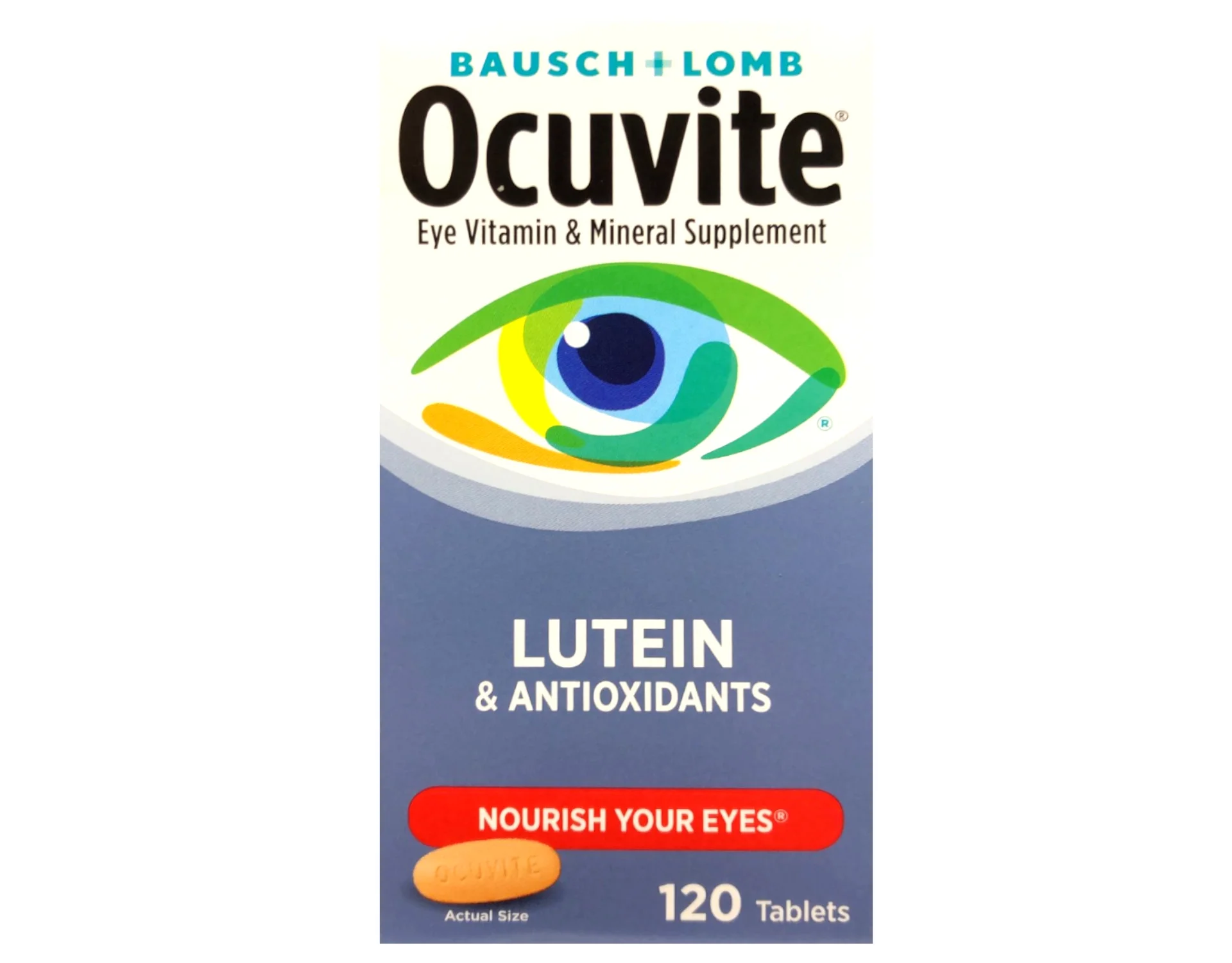 Bausch + Lomb Ocuvite Vitamin & Mineral Supplement Tablets with Lutein, 120 Count Bottle (Pack of 2)