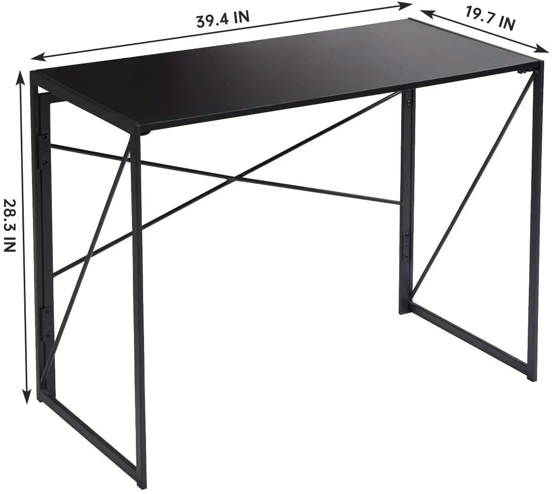 Popular Coavas Folding Desk No Assembly Required  39.4 inch Writing Computer Desk Space Saving Foldable Table Simple Home Office Desk Brown