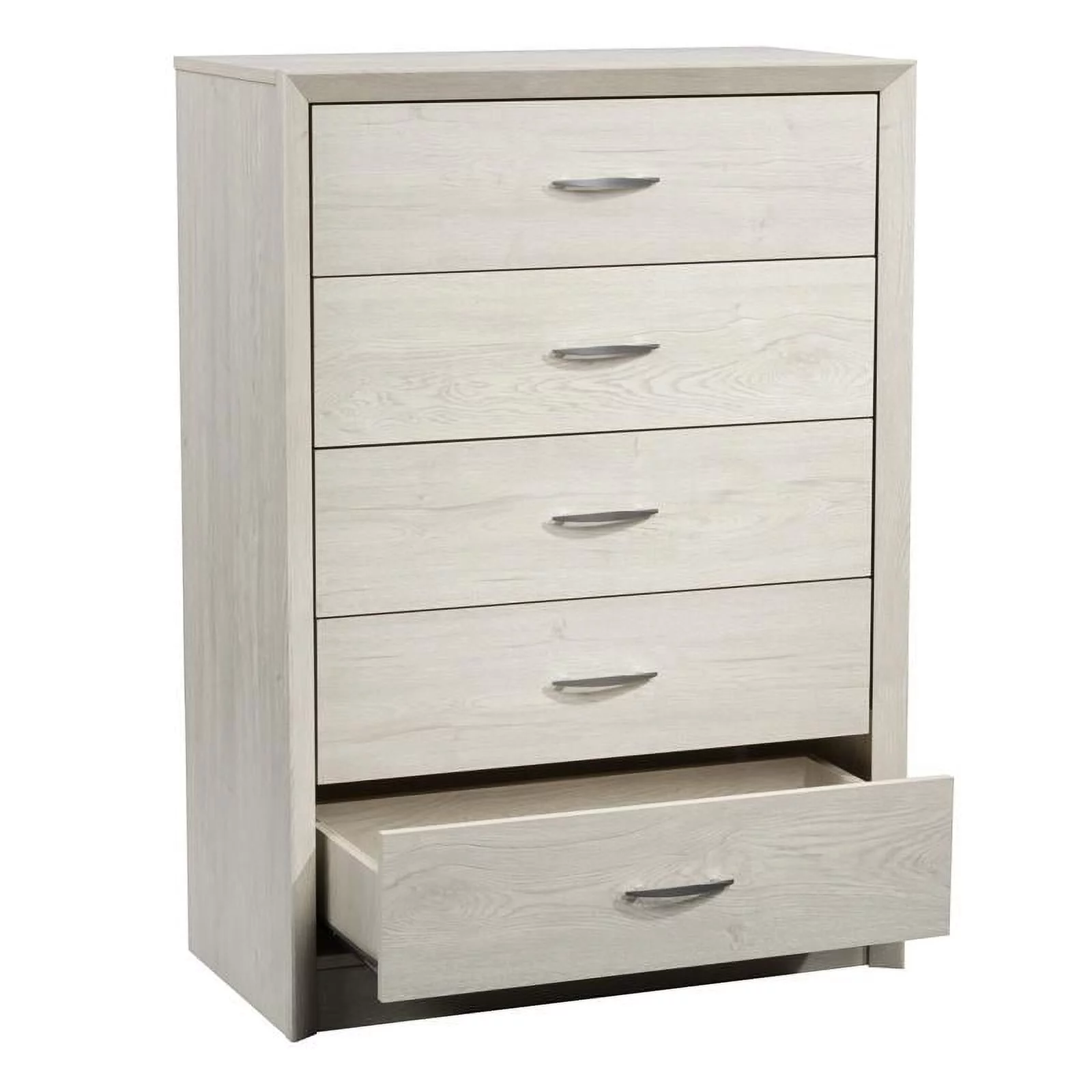 Bowery Hill 5-Drawer Mid-Century Engineered Wood Tall Dresser in White