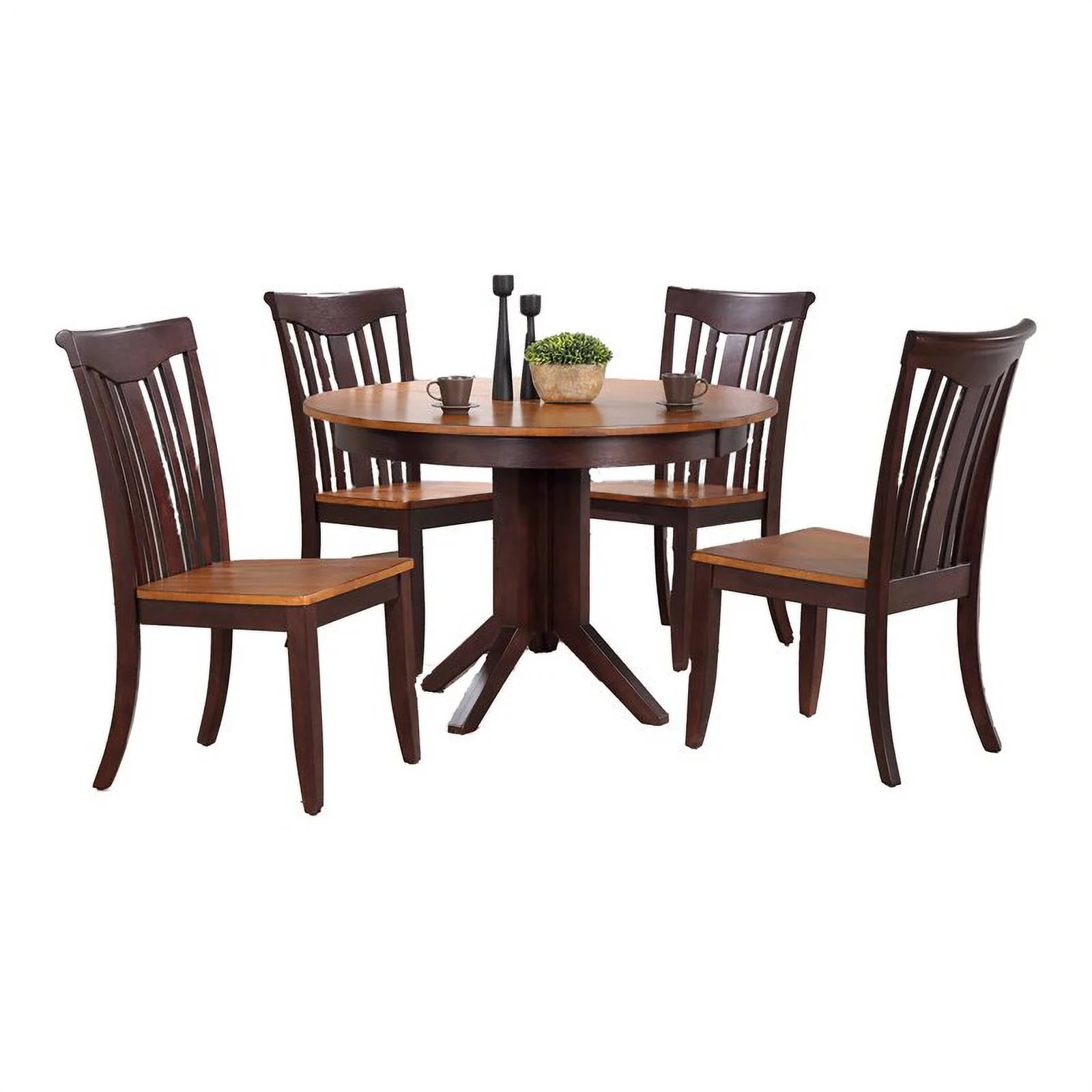 Iconic Furniture Company 5-Pc Slat Back Rubberwood Dining Set in Whiskey/Brown