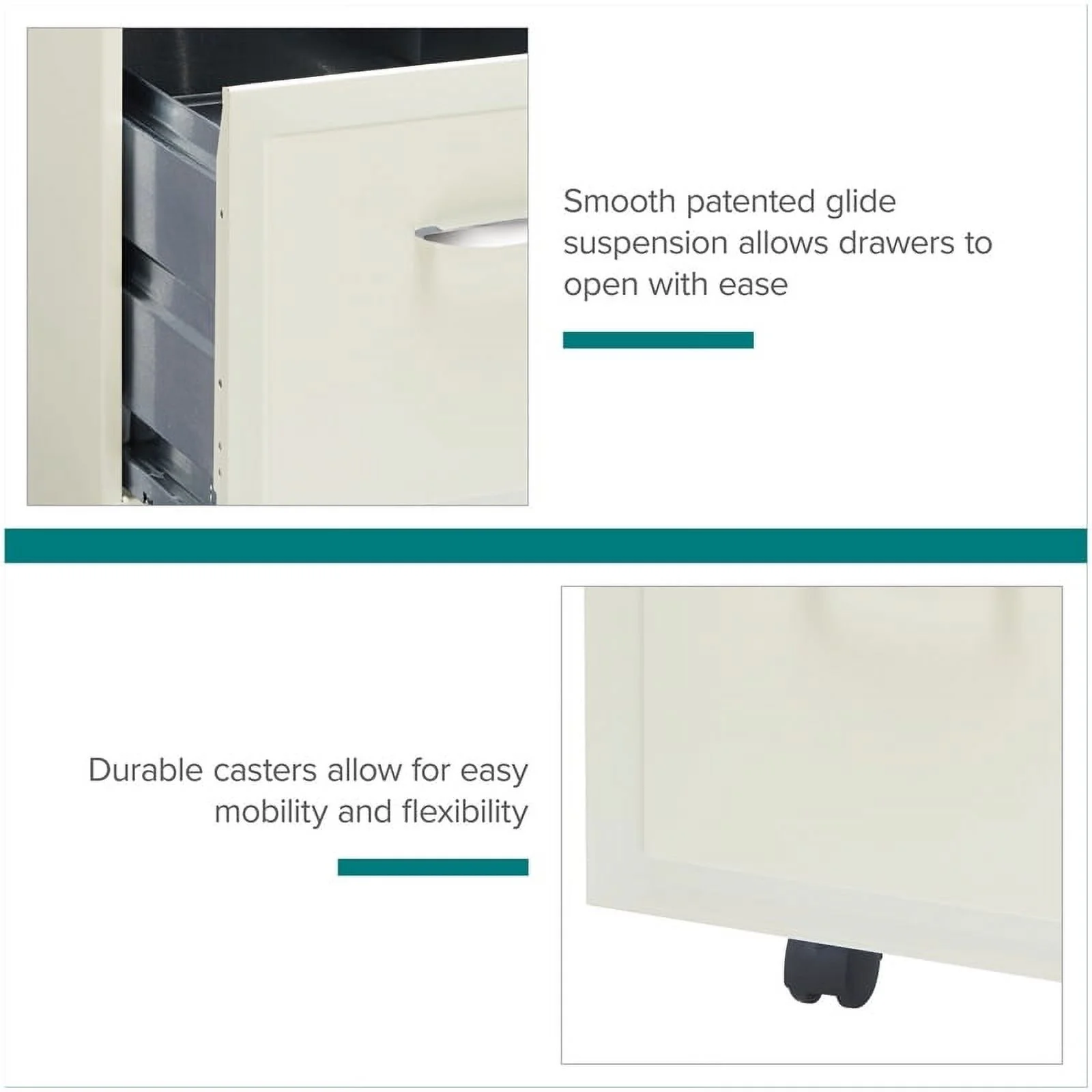 Scranton 2 Drawer Steel Mobile File Cabinet in Pure White