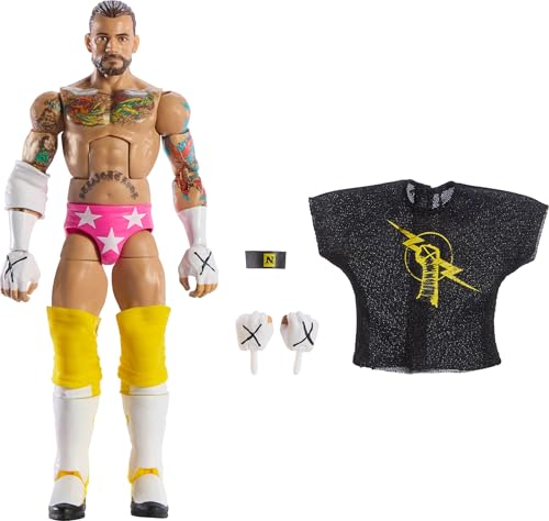 Mattel WWE Elite Action Figure & Accessories, Series #113 6-inch Collectible 6-inch Collectible CM Punk with 25 Articulation Points & Swappable Hands