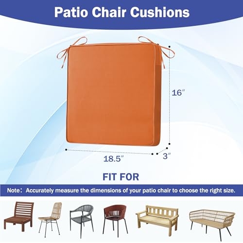 Outdoor Chair Cushions Set of 4, Waterproof Patio Chair Cushions, 18.5