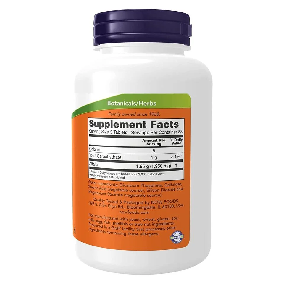 NOW FOODS Alfalfa 650 mg source of Vitamin K, Green Superfoods, 250 Tablets