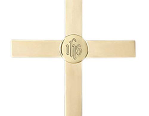 Sudbury Brass Classic Altar Cross with IHS Emblem, 15 Inch