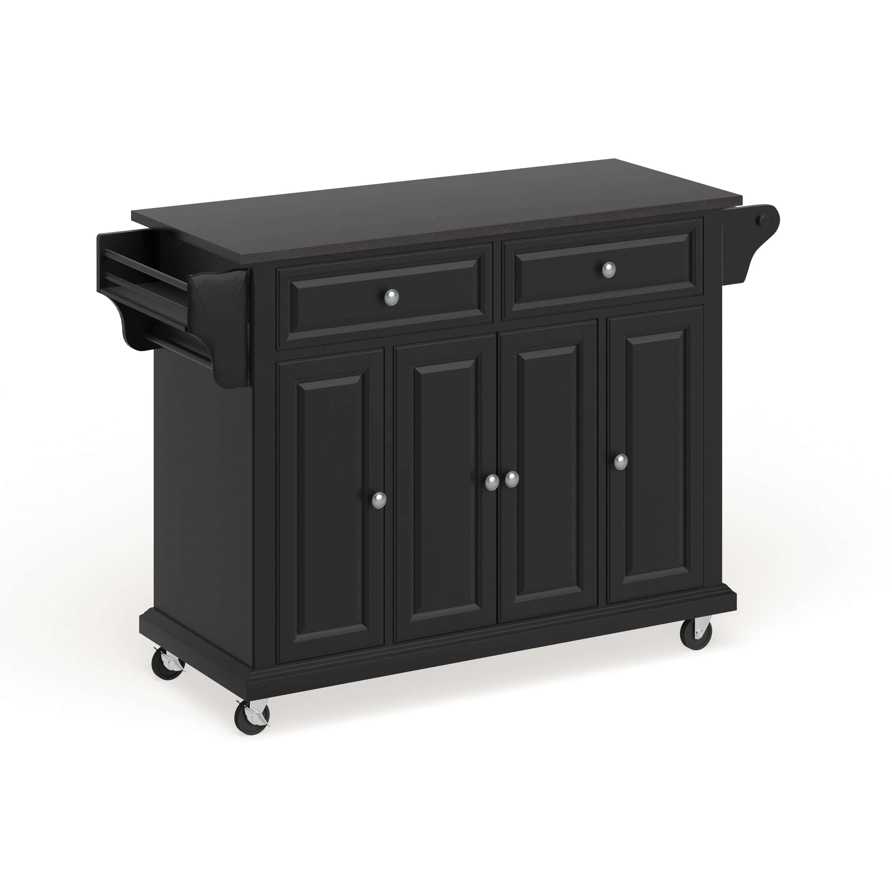 Crosley Furniture Crosley Black Wood Kitchen Cart/ Island with Solid Black Granite Top - 18