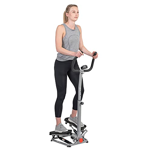 Sunny Health & Fitness Twist Stepper with Handlebar, Stair Step Machine for Cardio Workout, Compact Home Exercise Equipment W/Optional Free SunnyFit App Connection
