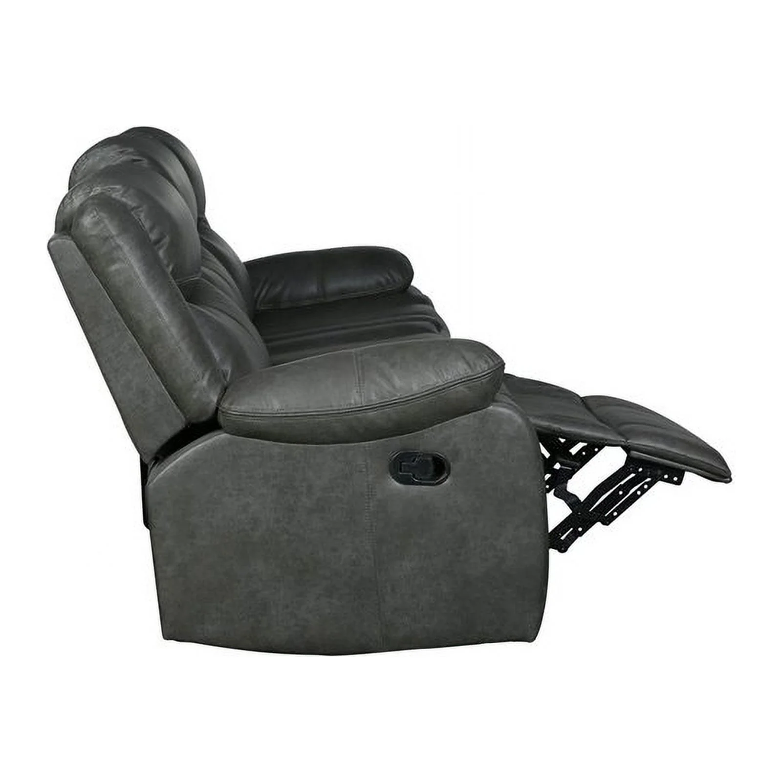 Titan Furnishings Transitional Faux Leather Reclining Sofa Set in Gray