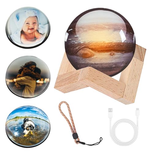 Memory Sphere Lamp - Memory Orb Video Crystal Ball,Ultrasound Baby Heartbeat, Or Family Moments Keepsake USB Rechargeable Led Glass Memory Sphere Gift (Pink)