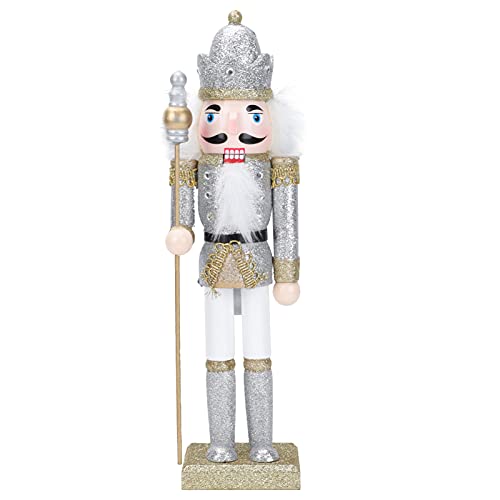 PRETYZOOM 1Pc Christmas Nutcracker Ornaments Wooden Nutcracker Soldier Figure Decor Christmas Decorations Doll Ornament for Festival Party Outdoor Xmas (Silver)