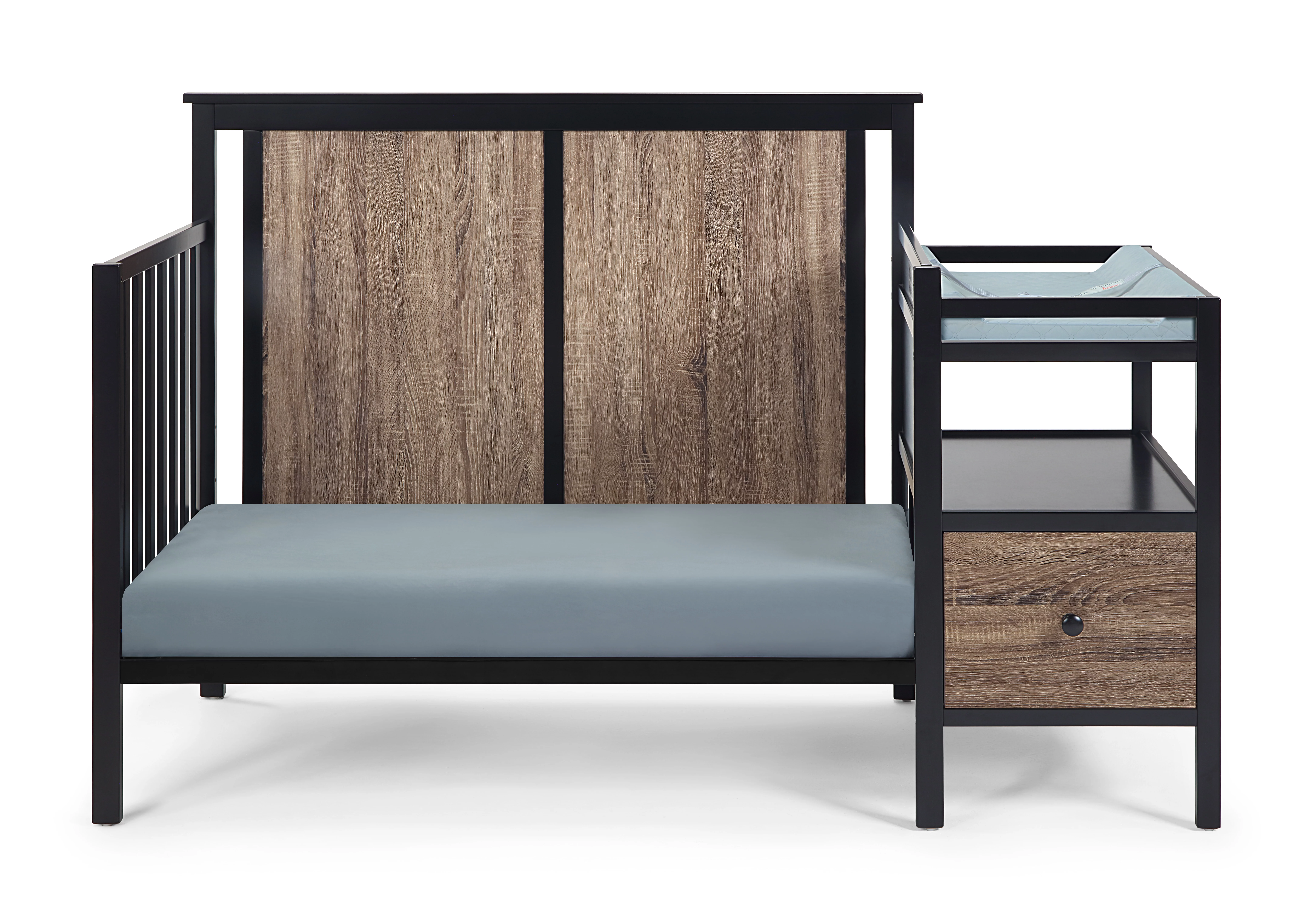 Suite Bebe Connelly 4-in-1 Convertible Mini Crib with Mattress Pad, Black