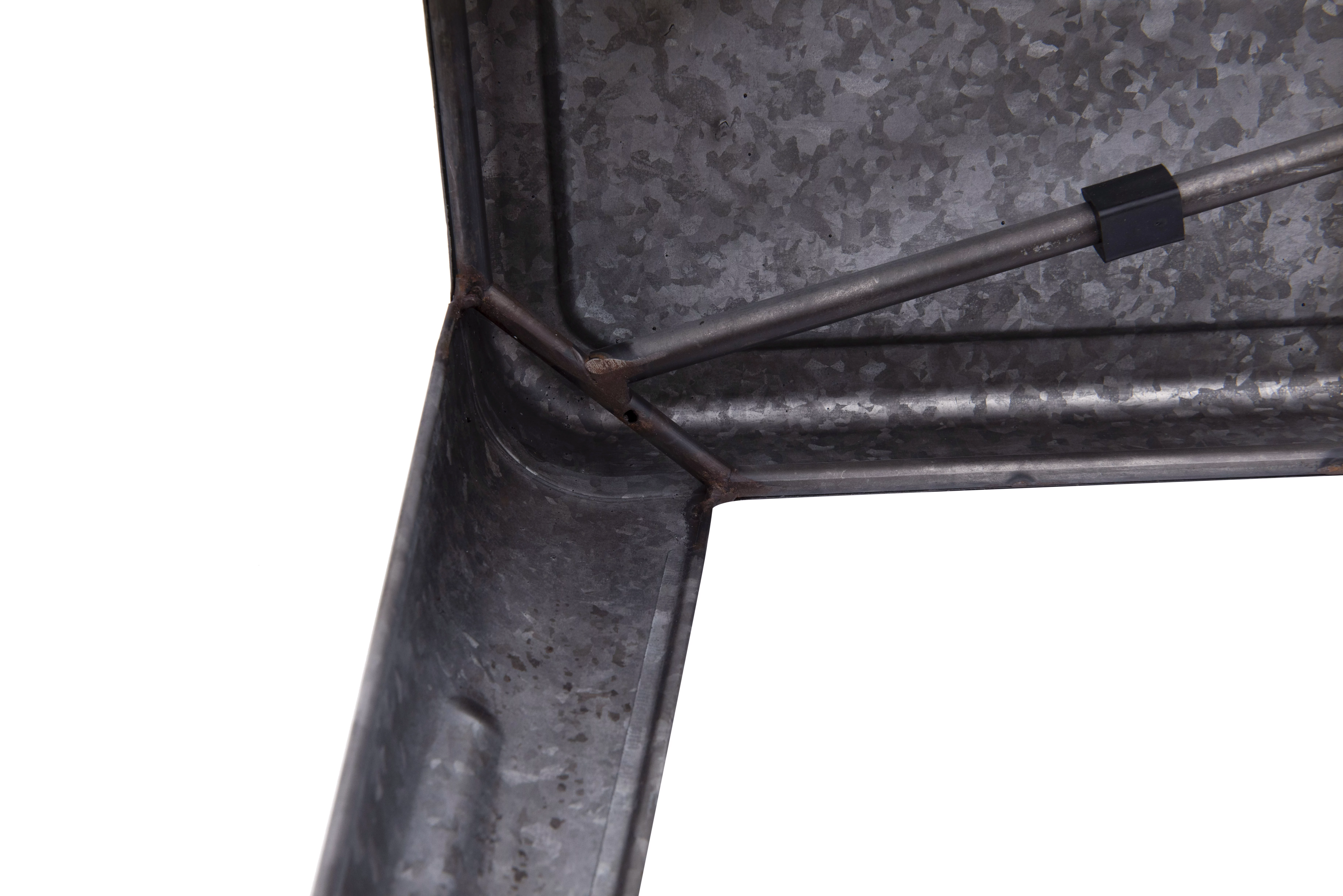 Creative Co-Op Grey & Brown Galvanized Metal Bench