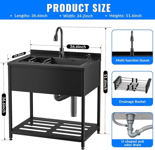 Stainless Steel Utility Sink, 30.8