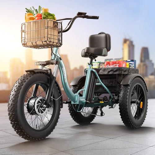 Electric Tricycle for Adults 960W Peak, 36V 15AH Battery Ebike 50 Miles Range with Large Rear Basket, Electric Trike 20