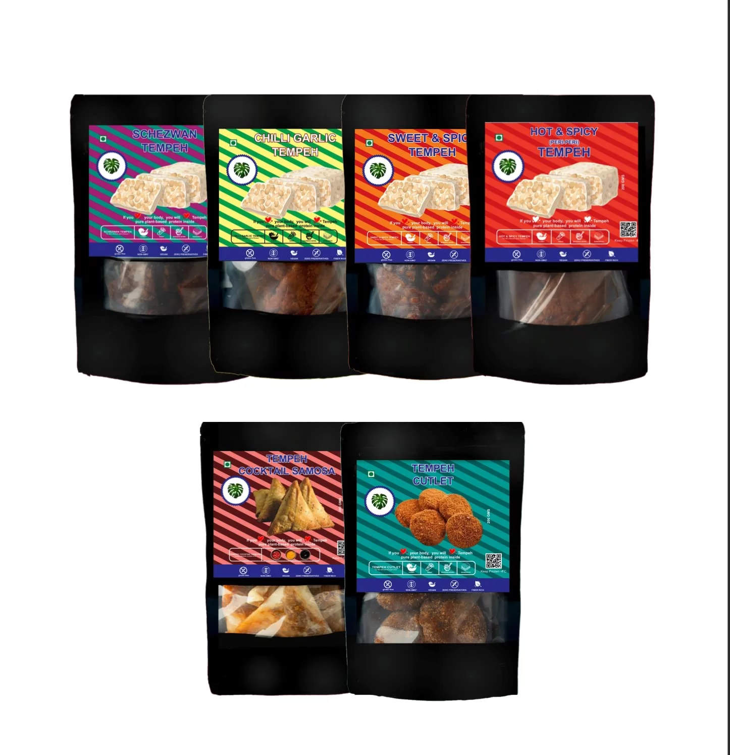 Tempeh Pack Of 6 Marinated Tempeh | The Heat And Eat (Ready To Heat From The Pack),200Gms Each Pack - Veg/Vegan Protein| Dairy & Gluten Free | Gut-Friendly | Low Carb