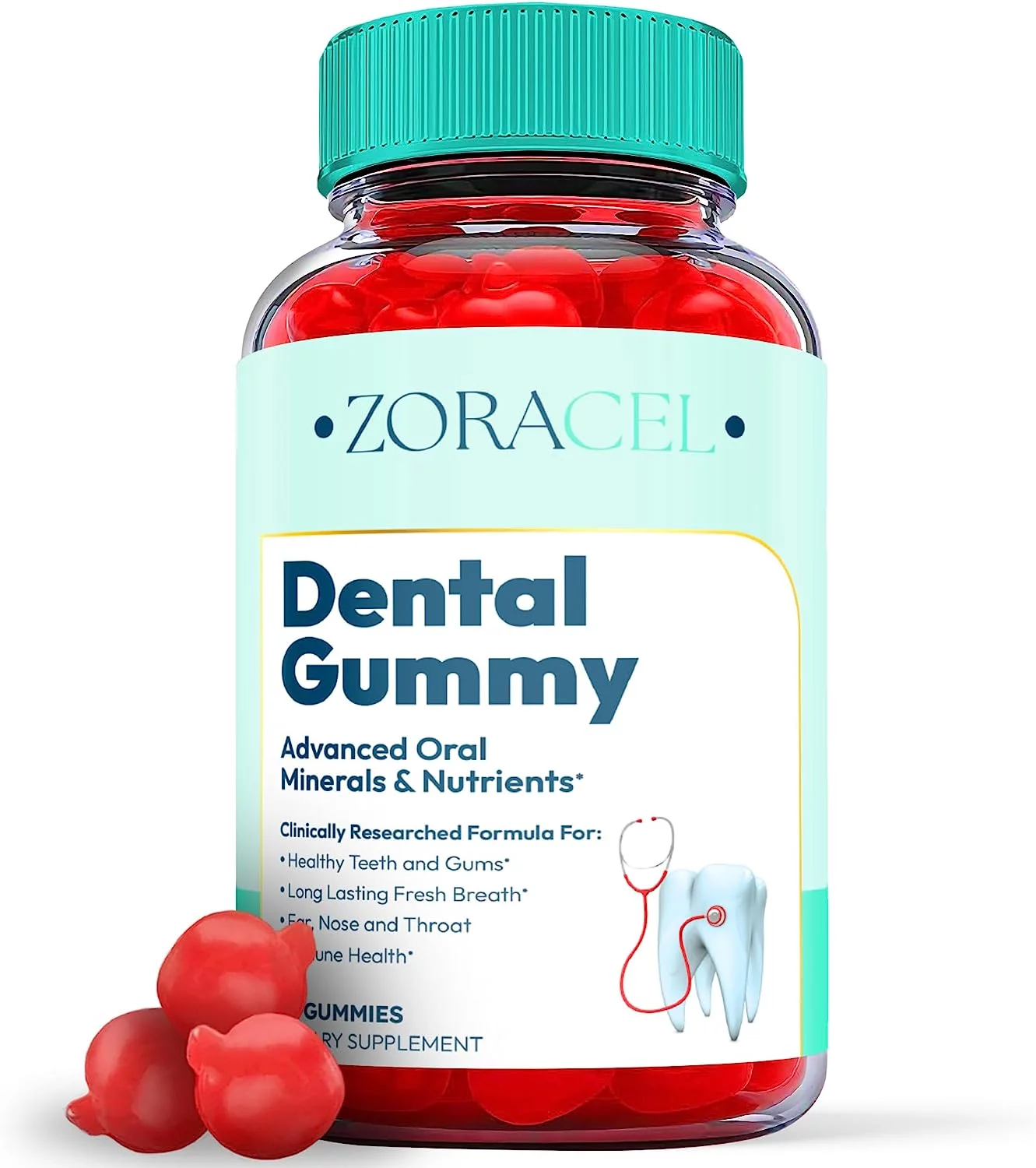 (1 Pack) Zoracel Dental Gummies - Advanced Oral Probiotics Formula for Healthy Teeth and Gums, Fresh Breath, Ear, Nose, Throat, and Immune Health Supplement - 60 Gummies