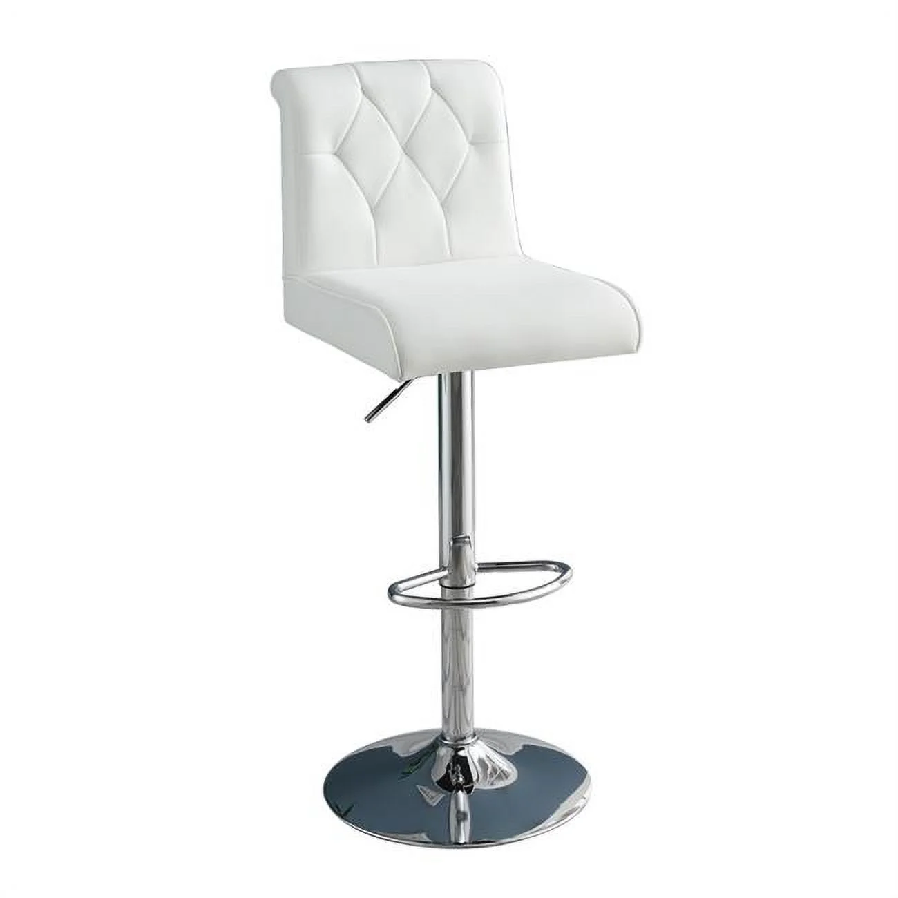 Poundex F1645 16 x 21 x 38-44 in. Adjustable Height & Swivel Barstool in White Faux Leather - Set of 2