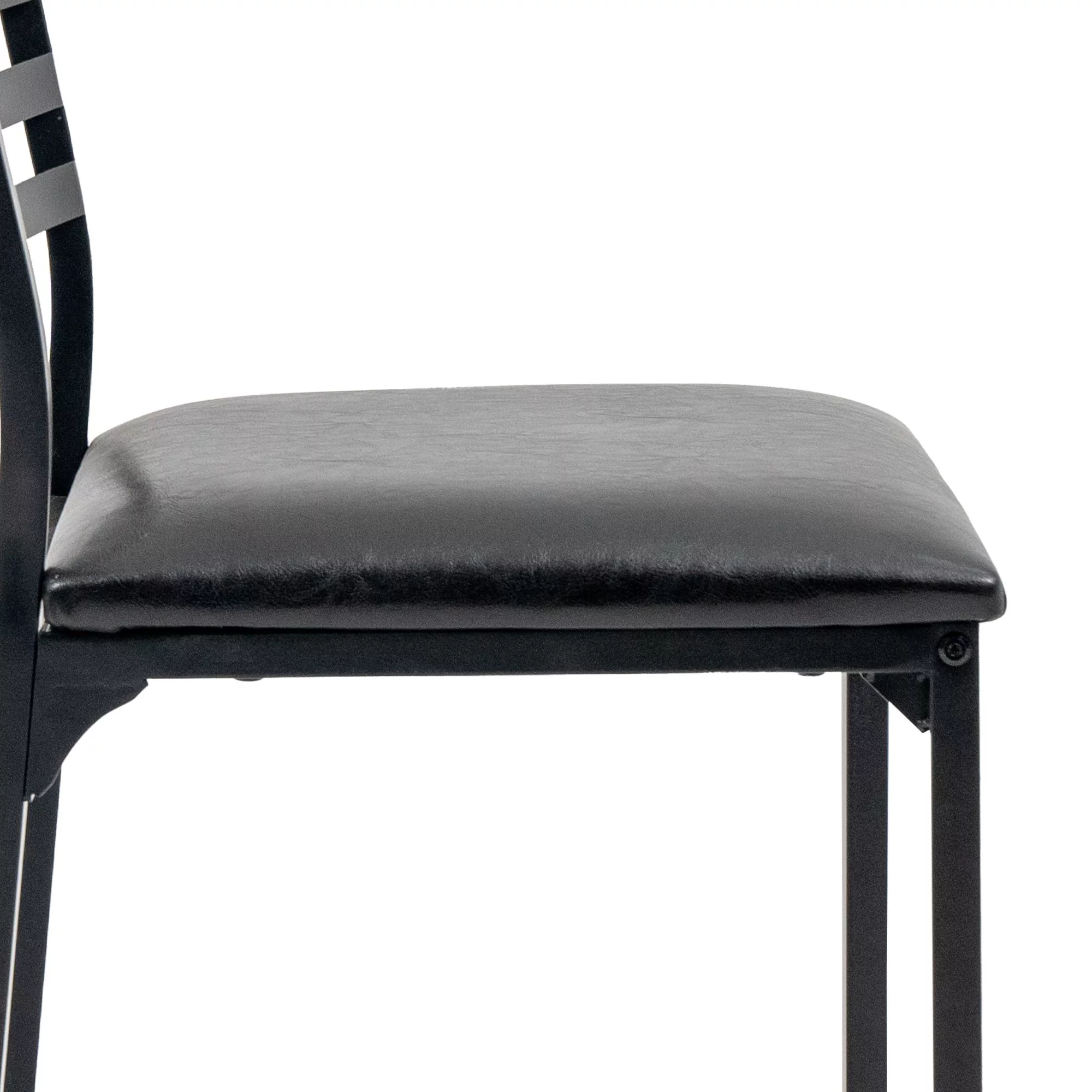 5 Piece Dining Table Set Kitchen 1 Table and 4 Upholstered Chairs Metal Frame Tempered Glass Top Black