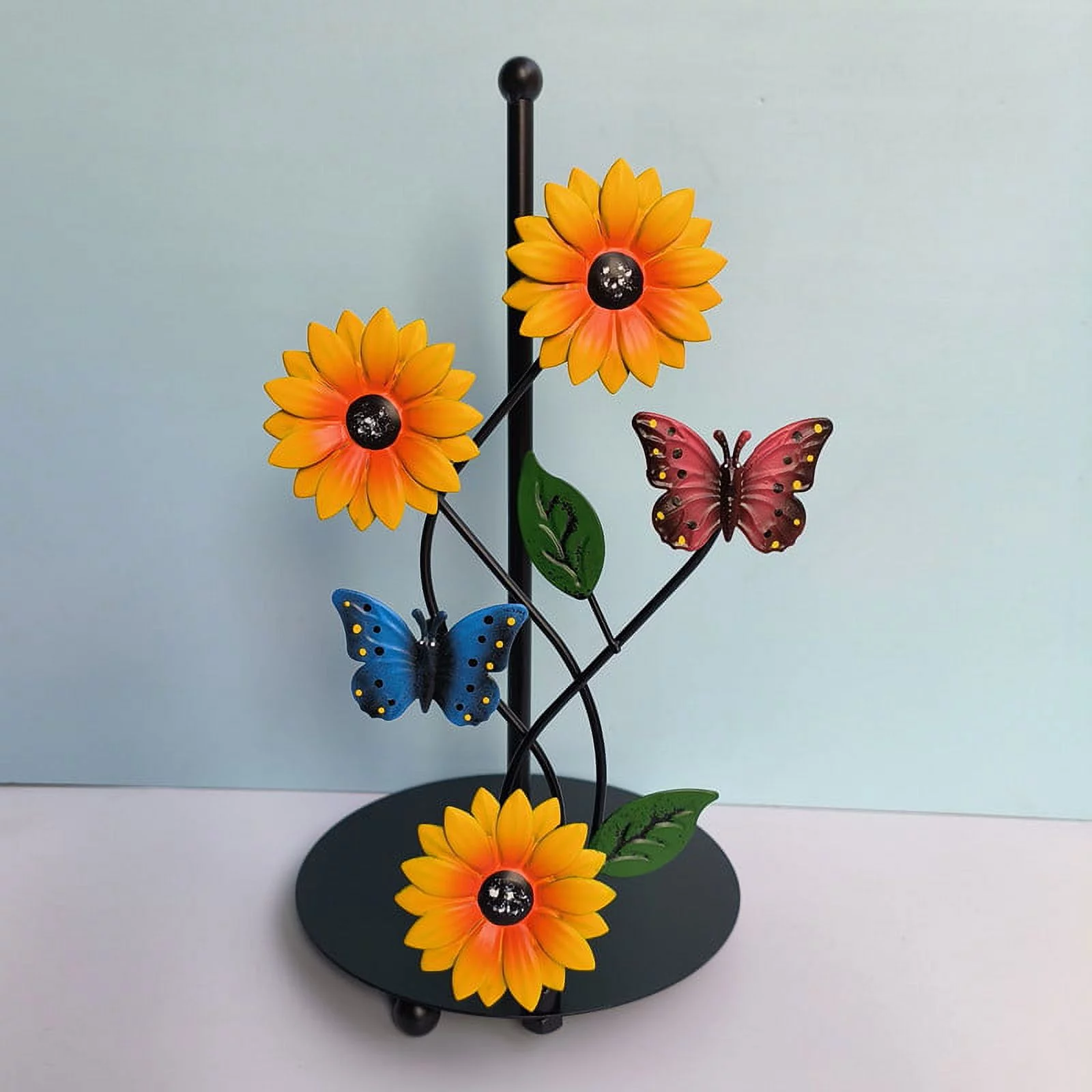 Iron Sunflower Paper Towel Rack, Painted Butterfly Vertical Paper Towel Rack, Kitchen Living Room Decorative Accessories