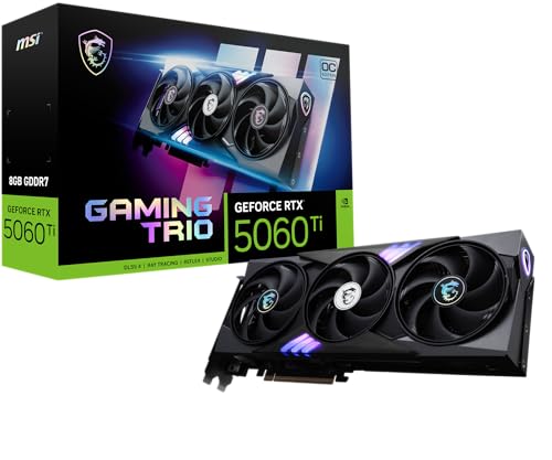 MSI Gaming RTX 5060 Ti 8G Gaming Trio OC Graphics Card (8GB GDDR7,TBA-bit, Extreme Performance: TBA MHz, DisplayPort x3 2.1a, HDMI 2.1b, NVIDIA Blackwell Architecture)