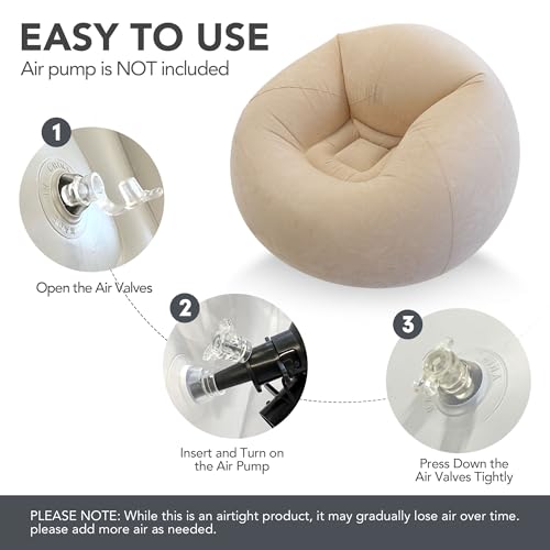 45x45x28 Inflatable Beanless Bean Bag Chair Lounge Sofa - Black