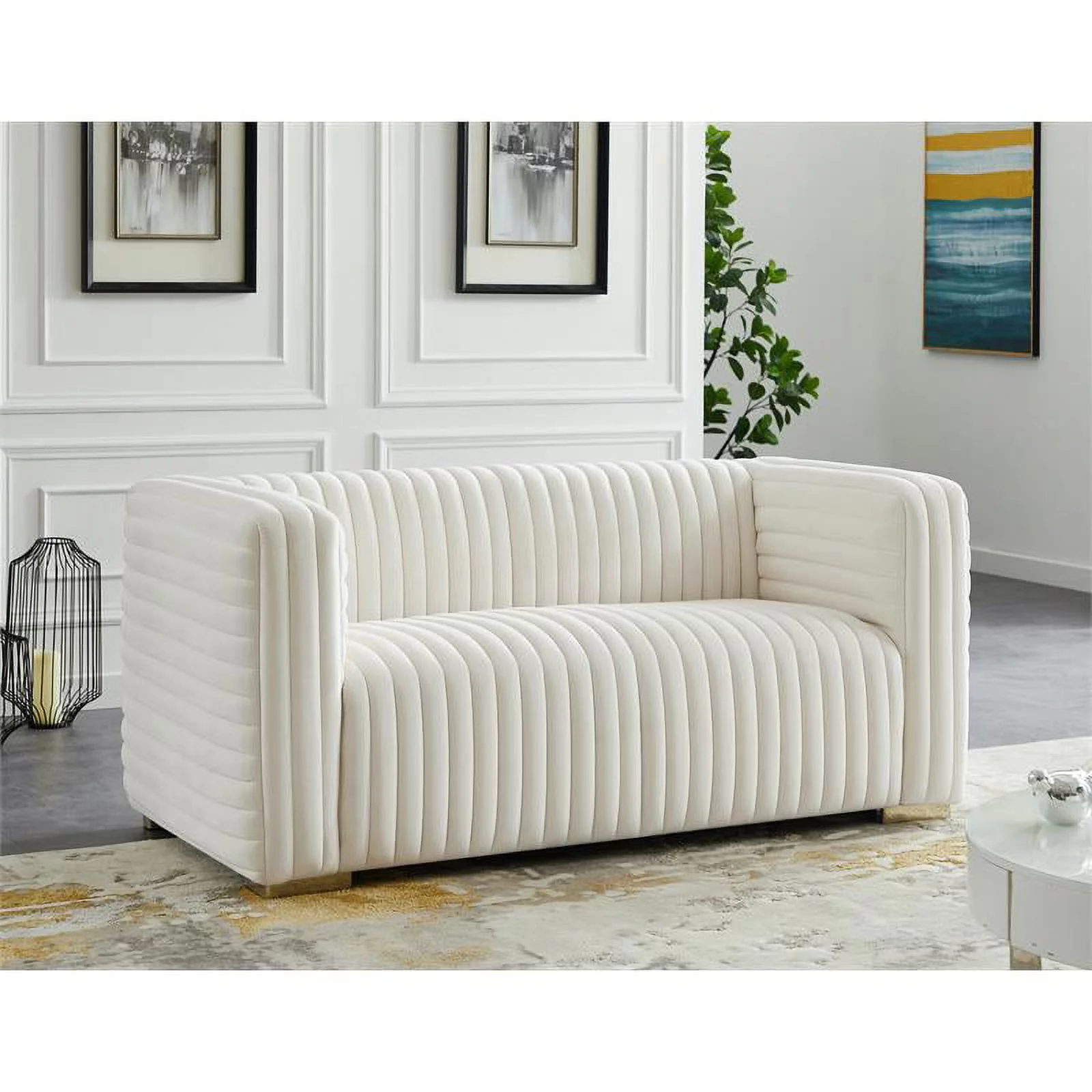 Meridian Furniture Ravish Cream Velvet Loveseat