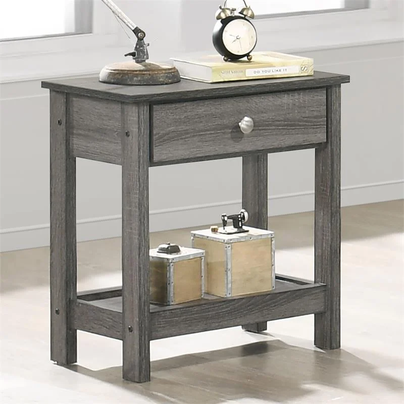 Bowery Hill Transitional 3-Piece Wood Coffee Table Set in Gray