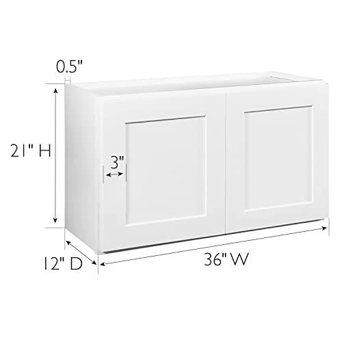 Brookings Shaker Unassembled Bridge Wall Kitchen Cabinet W3018, 30 W x 12 D x 18 H, Painted White with Sherwin Williams®, Solid Wood – Design House, 561662