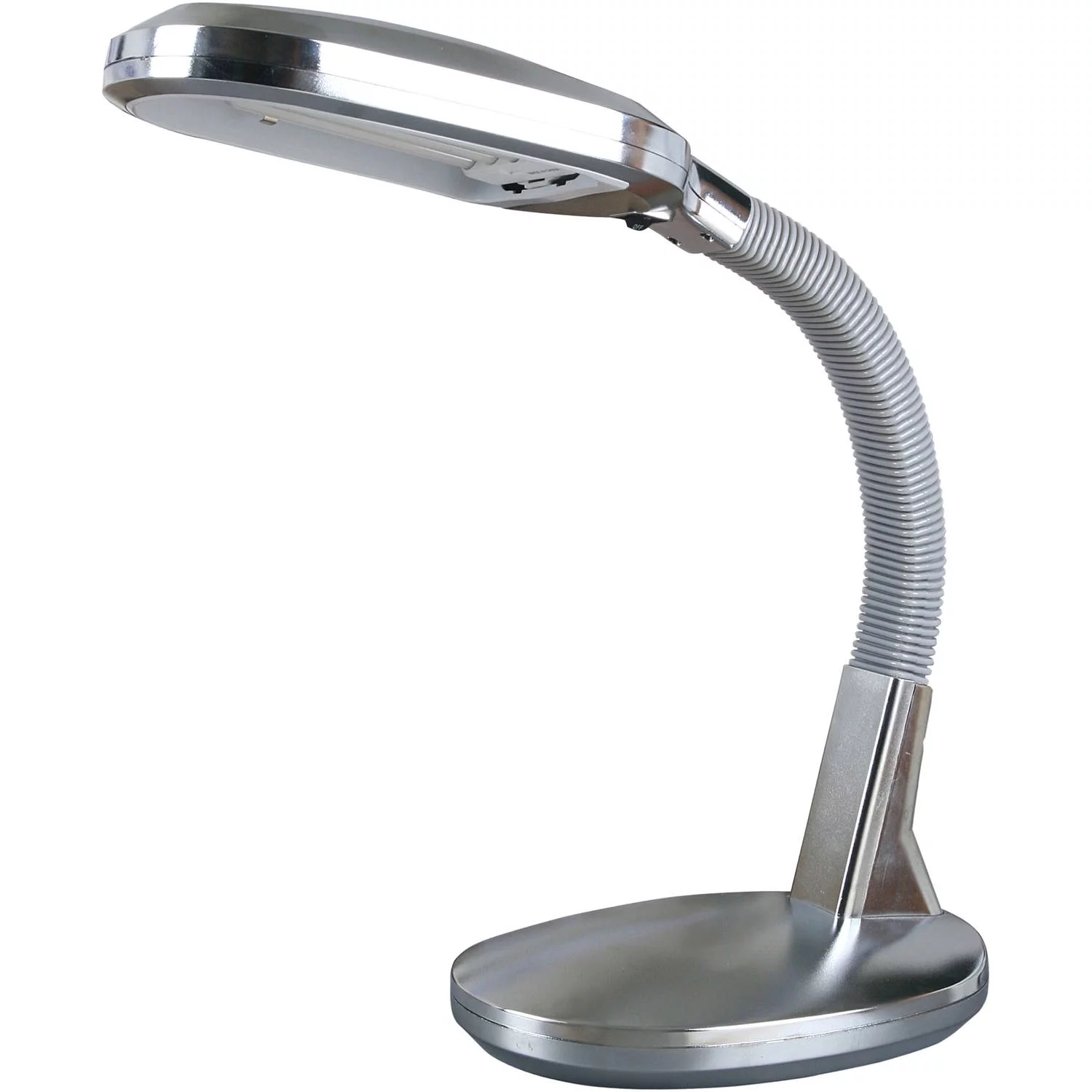 Lavish Home Natural Sunlight Desk Lamp, Adjustable Gooseneck for Home and Office Lamp, Silver