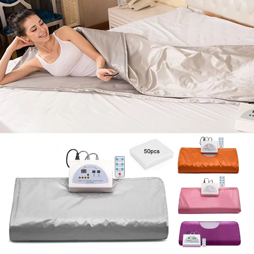 Docred Portable Infrared Sauna Blanket Digital Far-Infrared Heat Sauna Blanket , 2-Zone Spa Sauna Blanket,Personal Sauna For Relaxation at Home ,Gray