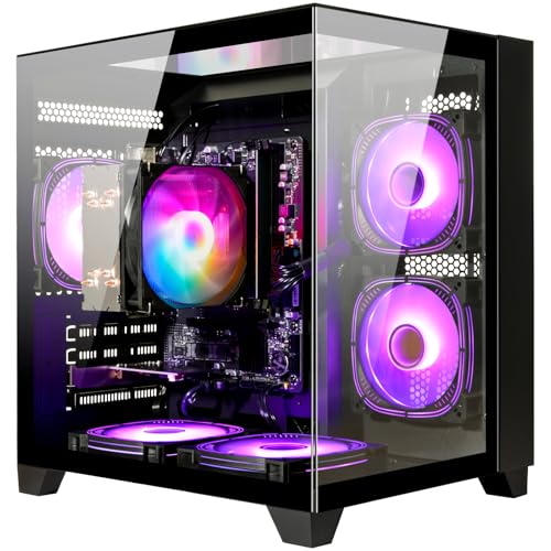 LXZ Desktop PC Computer AMD Ryzen 5 5600GT 6 core 3.9GHz, 16G DDR4 RAM, 512G NVME SSD, Tower Computer for Home and Office (Black)