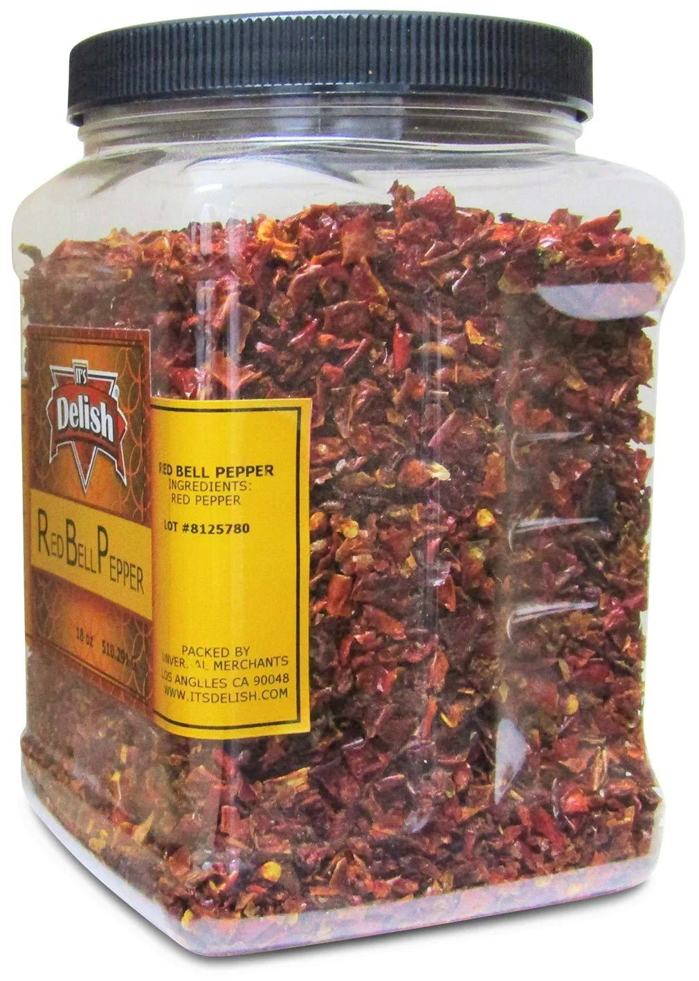 Dehydrated Dried Red Bell Pepper by It's Delish - 18 Oz Jumbo Reusable Container - Sealed to Maintain Freshness - Chopped & Dried Vegetable Spice Seasoning