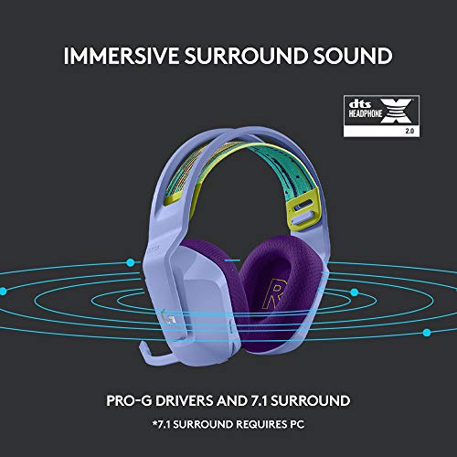 Logitech G733 Lightspeed Wireless Gaming Headset, Suspension Headband, Lightsync RGB, Blue VO!CE Mic, PRO-G Audio – Black, Gaming Headset Wireless, PC, PS5, PS4, Switch Compatible