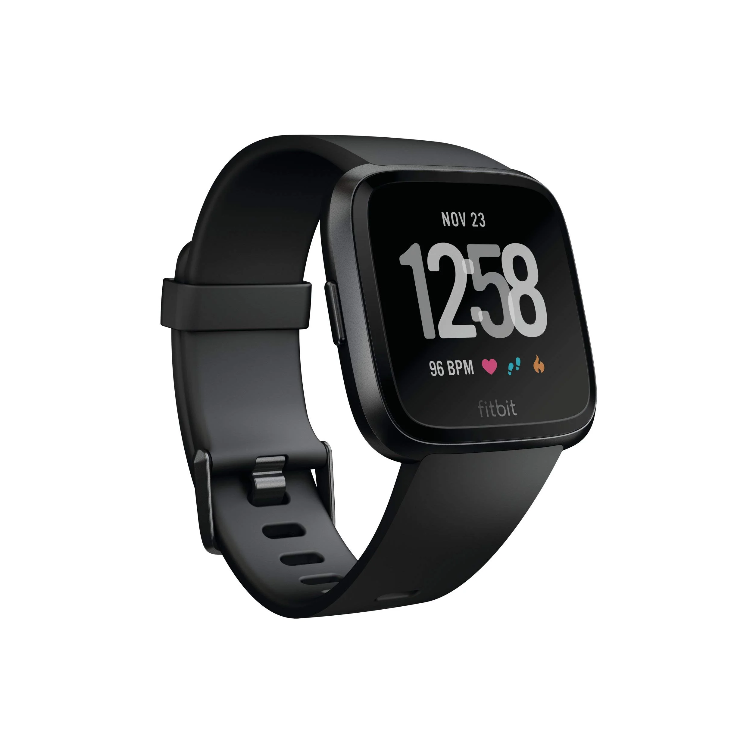 Restored Fitbit Versa Smart Watch, Black/Black Aluminium