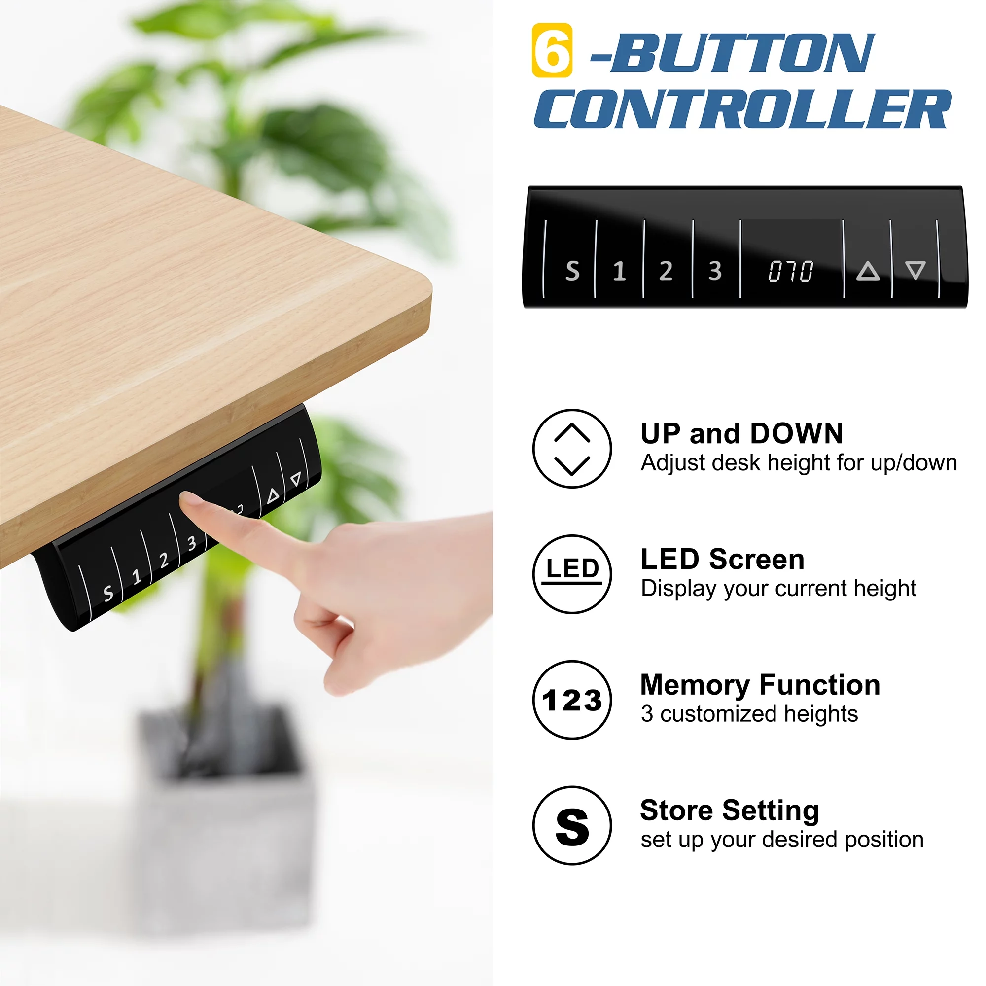 Walsunny Electric Height Adjustable Standing Home Office Desk 63 x 24 Inches Splice Board White Frame/Yellow Top