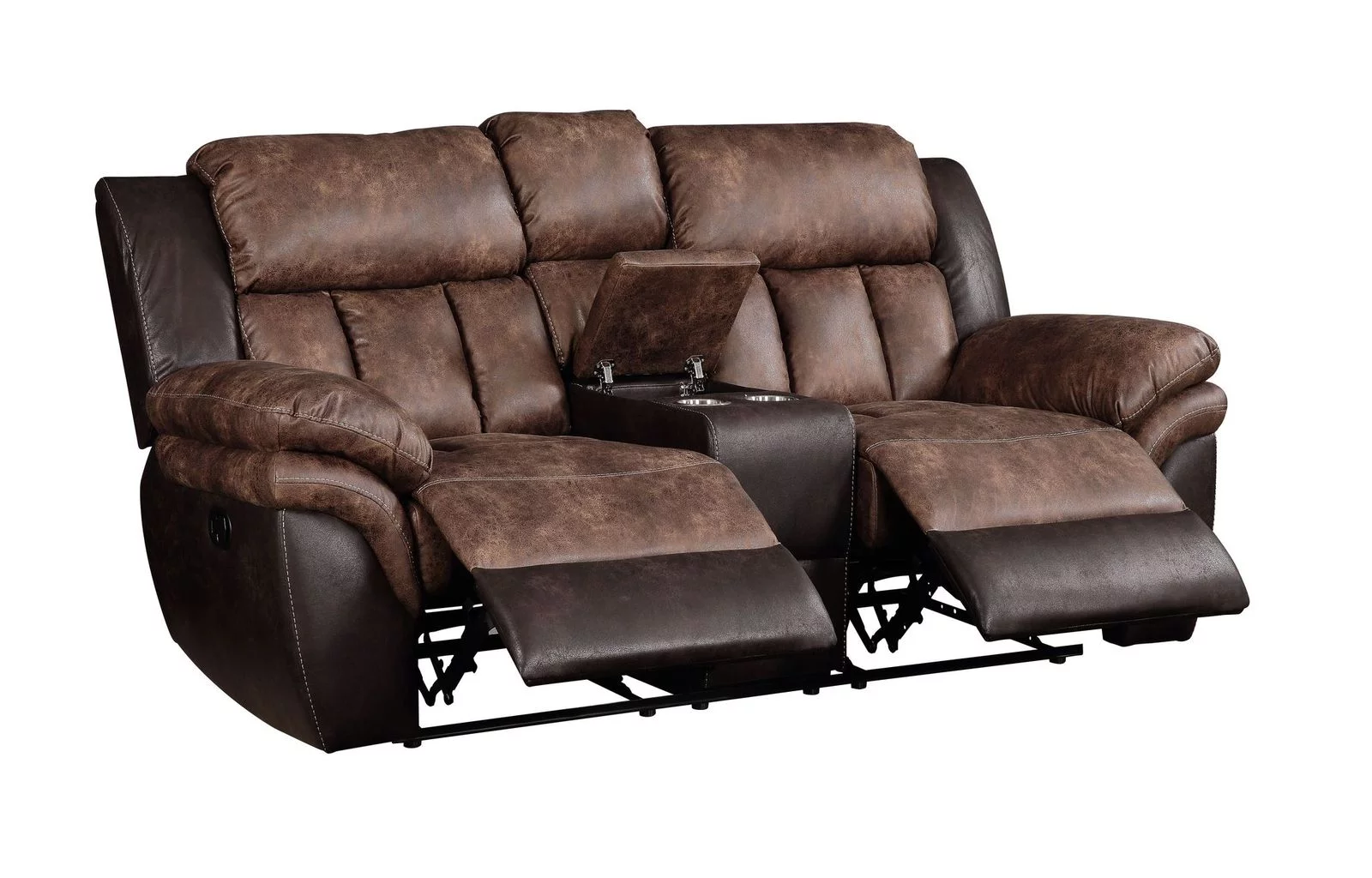 ACME Jaylen Loveseat w/Console (Motion), Toffee & Espresso Polished Microfiber 55426