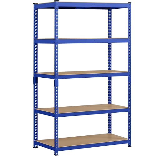 Yaheetech Storage Shelves 5 Tier Garage Shelving Heavy Duty Garage Shelves Adjustable Metal Shelving Unit Utility Rack Industrial Shelving for Warehouse Pantry Closet, 27.5