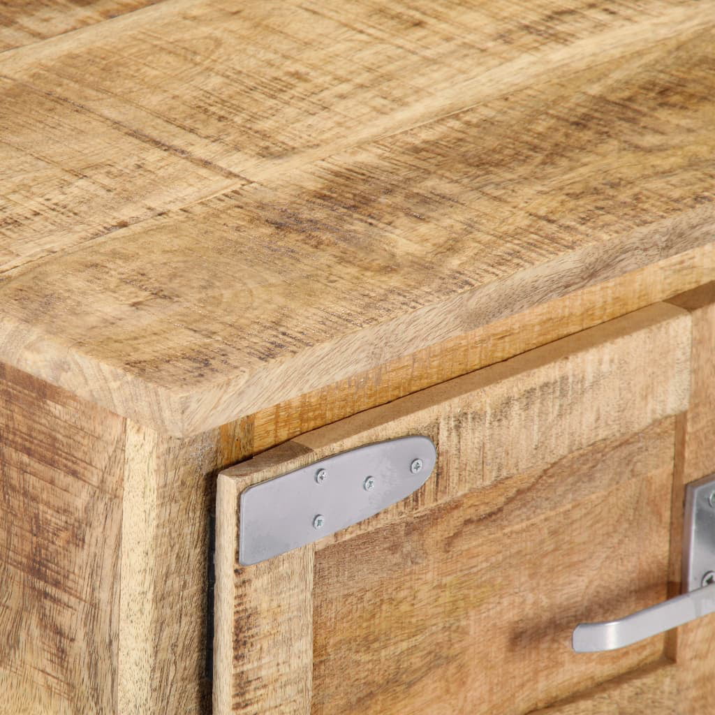 Anself Coffee Table with 2 Cabinets and 2 Doors Mango Wood Sofa and Couch End Side Table for Living Room, Home Furniture 27.5 x 27.5 x 11.8 Inches (L x W x H)