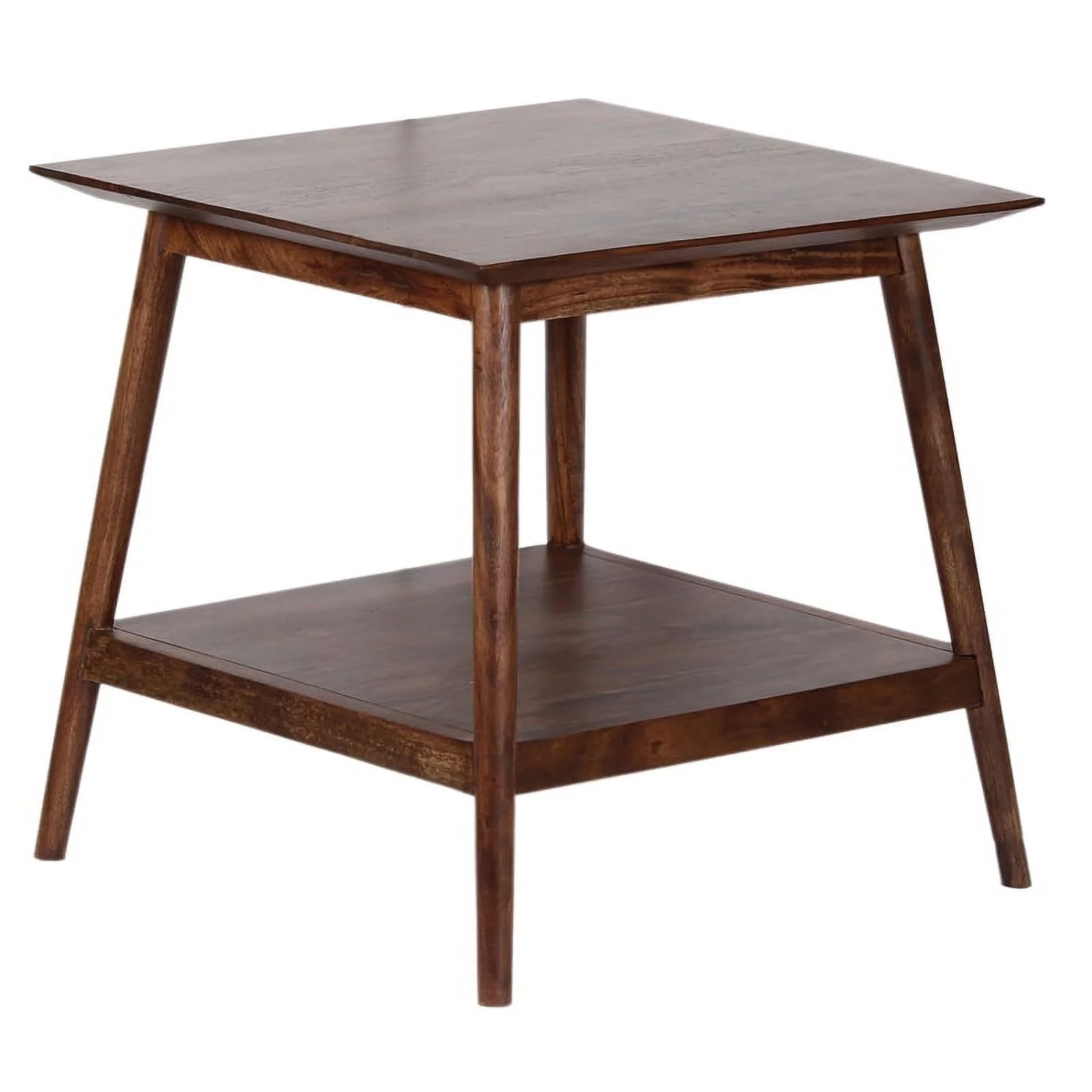 Home Square Modern Solid Acacia Wood End Table in Walnut - Set of 2