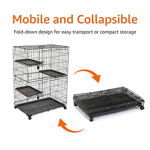 Amazon Basics Large 3-Tier Cat Durable,Pliable Cage Playpen Box Crate Kennel - 35.8